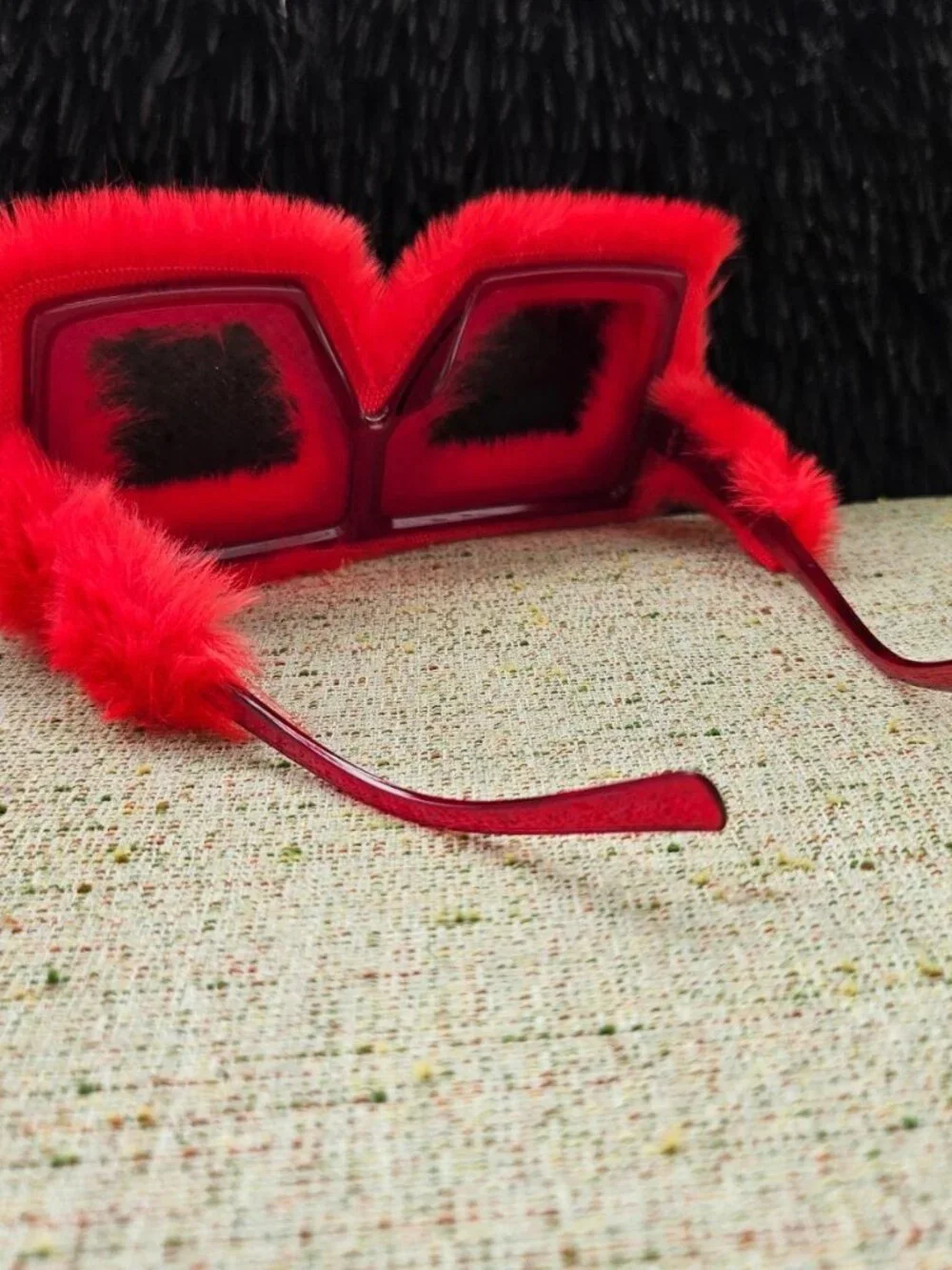 Women Sunglasses Red Big Face Square Plush Eyewear Stylish Unique Sunglasses